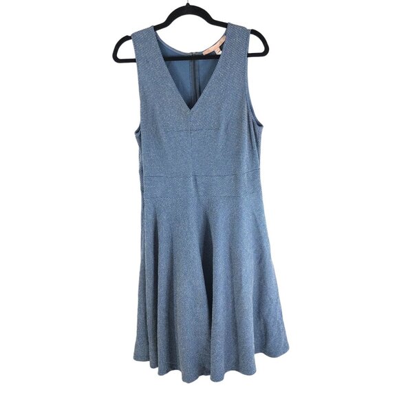 Hutch Womens Fit & Flare Dress Midi Sleeveless V-Neck Stretch Blue Plus Size 1X - Picture 1 of 6